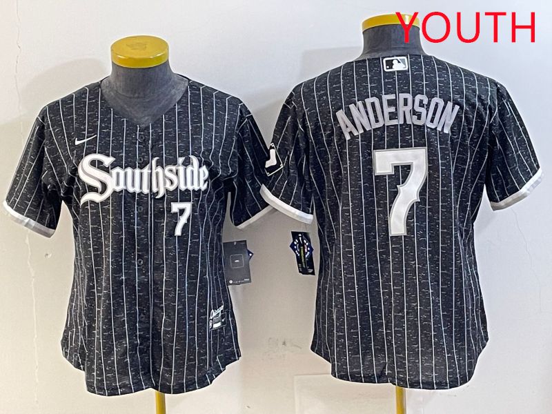 Youth Chicago White Sox #7 Anderson Black City Edition Game Nike 2025 MLB Jersey style 1->youth mlb jersey->Youth Jersey
